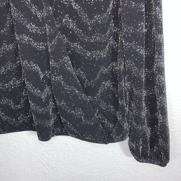 INC International Concepts Black and Silver Long Sleeve V Neck Tunic sz Medium - Picture 5 of 11